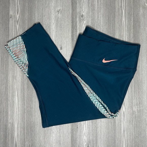 Nike - Dri-Fit - Cropped Leggings - XL - Teal/Pink/White - Picture 1 of 3